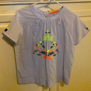 Embroidered and gold thread woven throughout